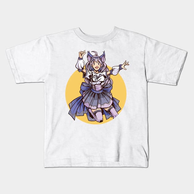 Anime Cat Girl Jumping Kids T-Shirt by Toda Loca